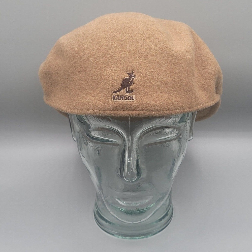 KANGOL CAO1474 0258BC Wool 504 Medium Cap Hat Camel Color Beige Tan Very Clean